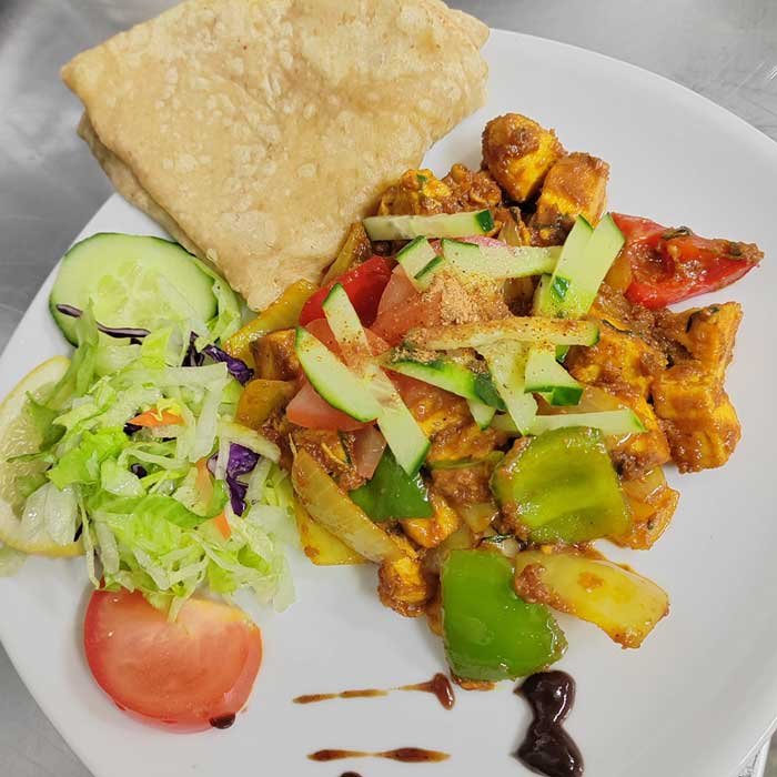 Chicken chaat with puree, fresh salad and dressing at an Indian Restaurant in Brighouse - Swadish